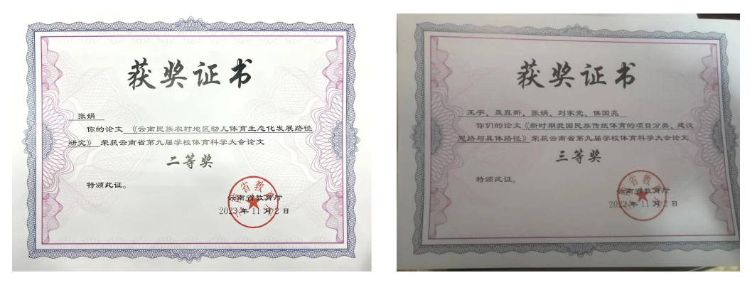 喜报！我校教师学术论文在2023云南省第九届学校体育科学大会获奖 第 8 张